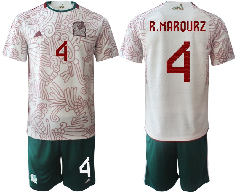 Men 2022 World Cup National Team Mexico away white 4 Soccer Jerseys